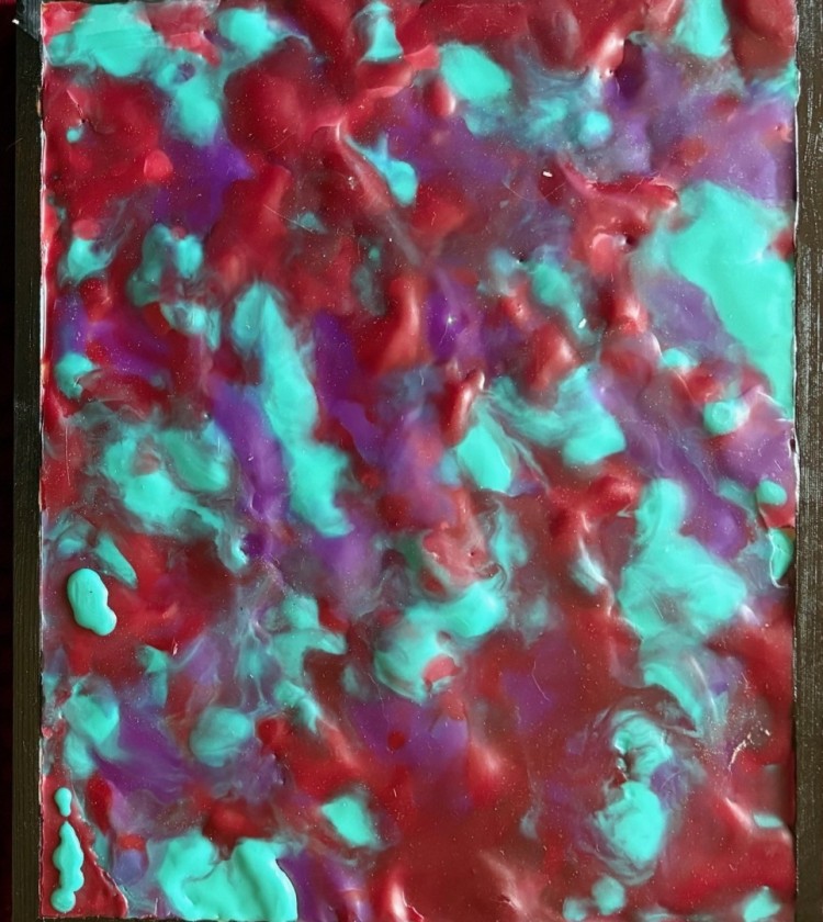 Abstract Poured (Blue & Red)