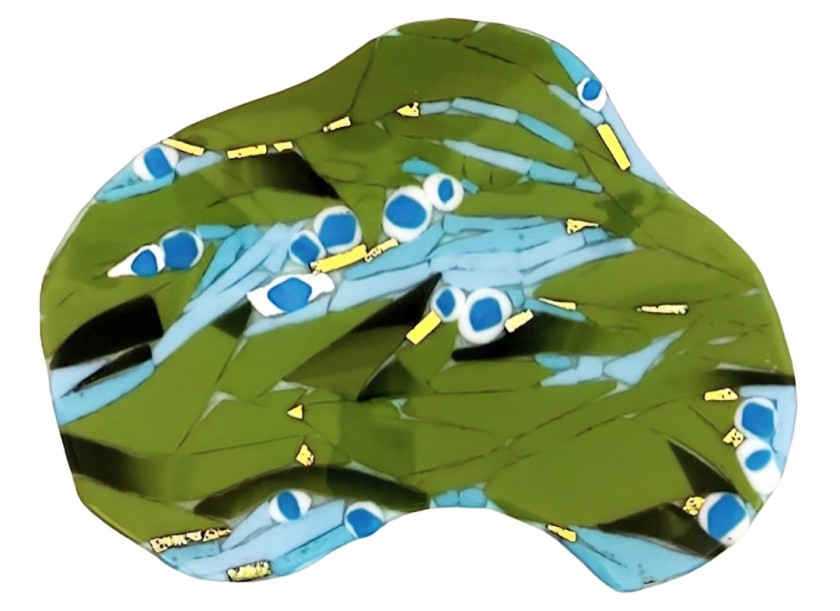 Green Organic Flow With Blue Bubbles