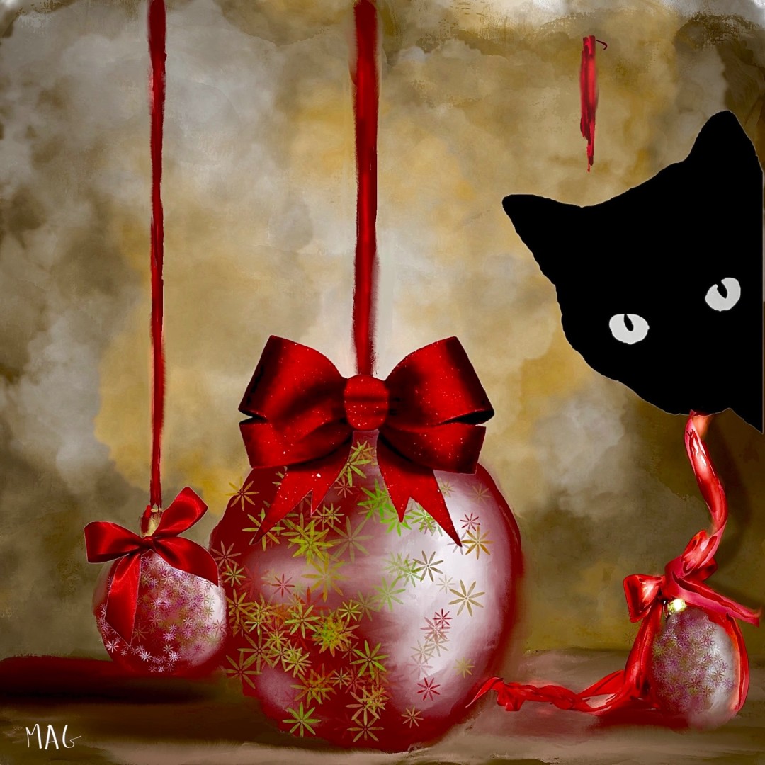 Curious Christmas Whiskers - Digital