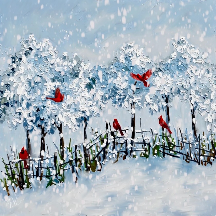 Snow Cardinals 