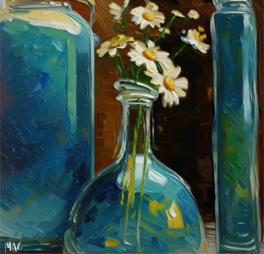 Blue Bottled Daisies