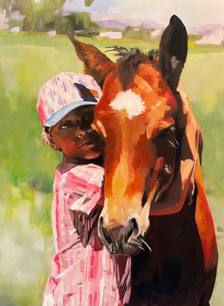 "She is mine" - Painting, Oil, Portraits, Vintage, Canvas