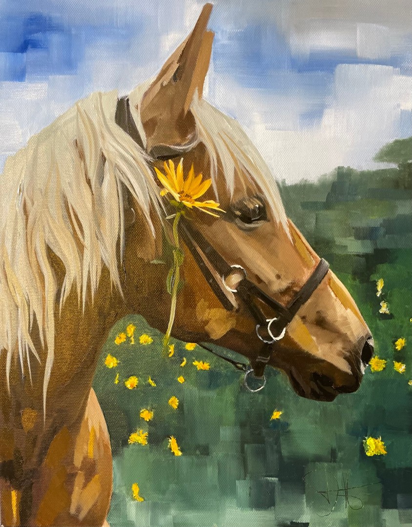 "Daisy" - Painting, Oil, Western, Vintage, Canvas