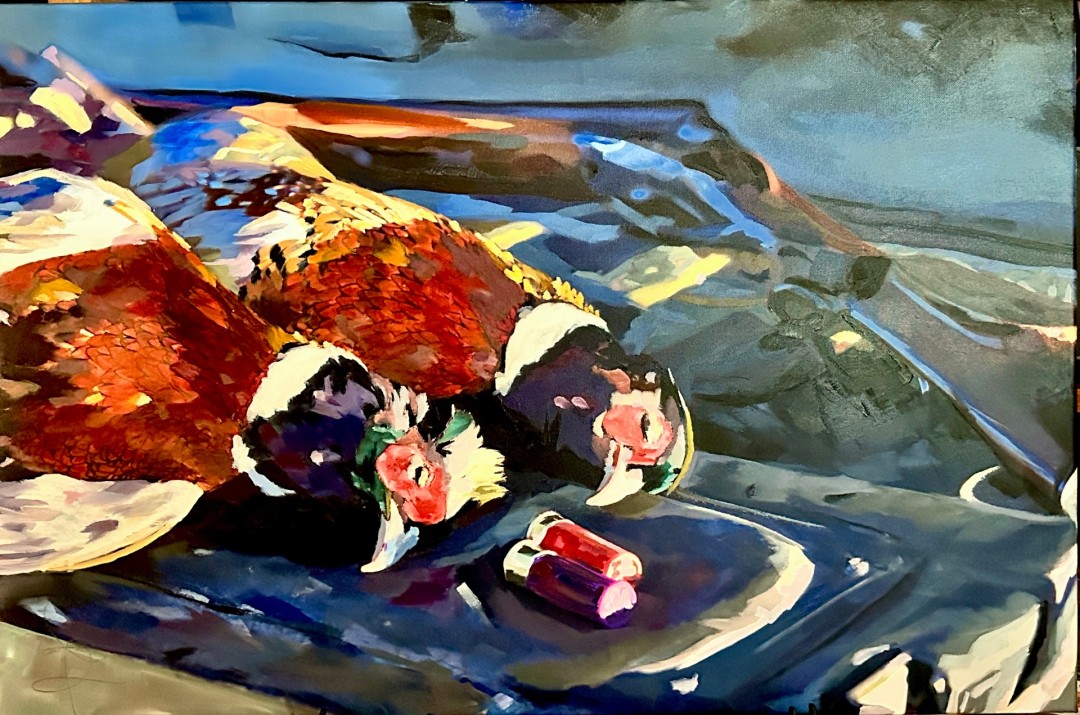 Double shots  - Painting, Animals, Vintage, Canvas