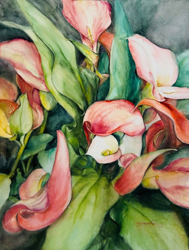 Botanical Watercolor Calla Lily | Elegant Pink Flower Print