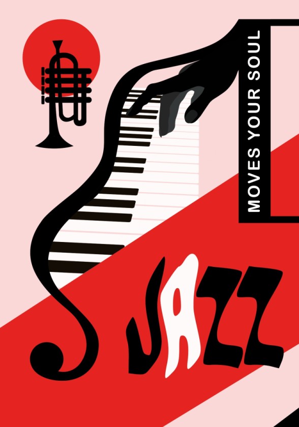 Black, White & Red Jazz Posterd