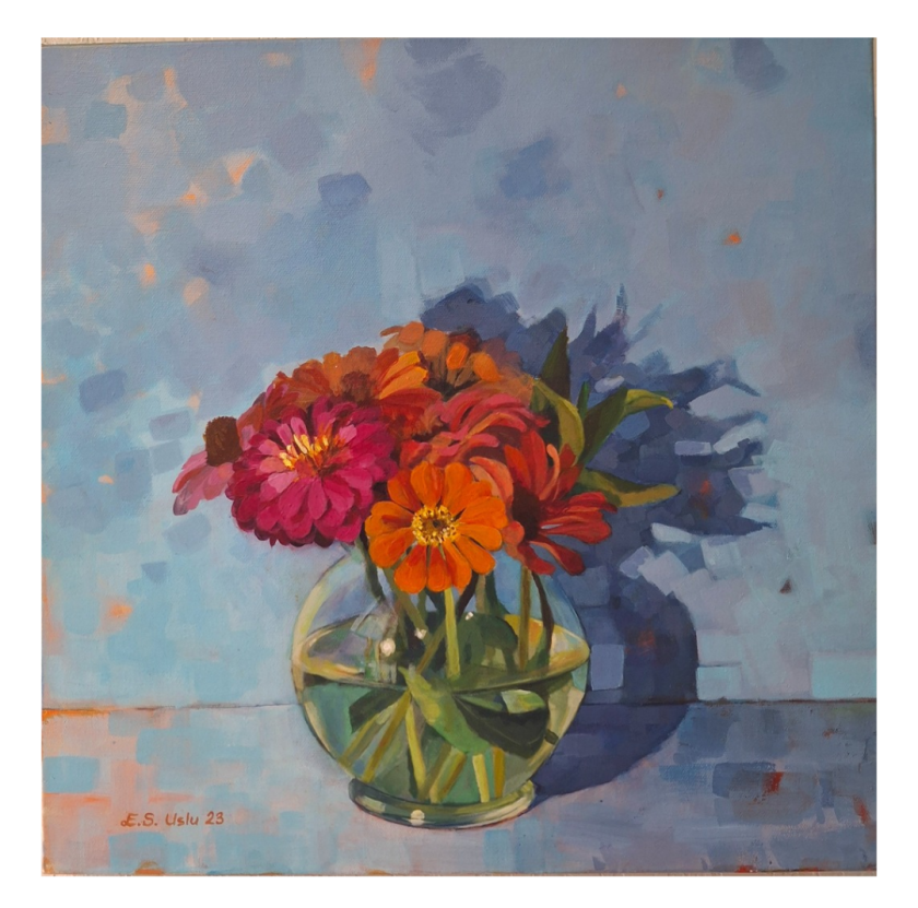 Zinnias in a Vase