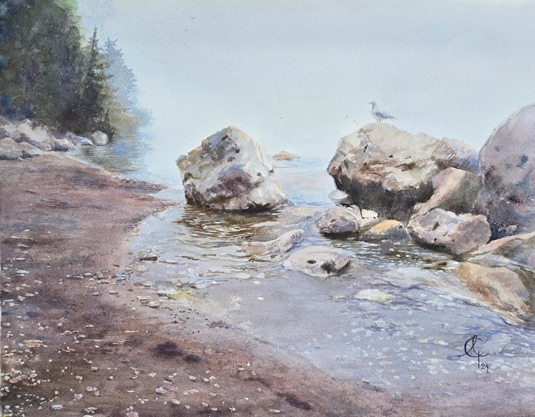 Morning Mist - Painting, Watercolor, Landscape, Classical, Watercolor Paper