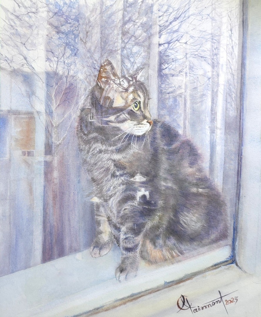 Observing the World - Painting, Watercolor, Animals, Classical, Watercolor Paper