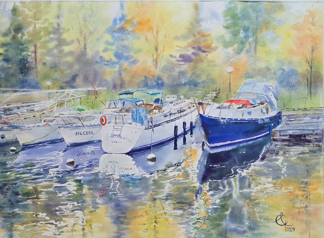 Reflections of Autumn - Painting, Watercolor, Landscape, Classical, Watercolor Paper