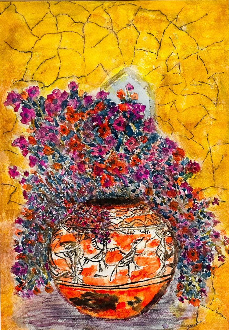 Fuchsia Fusion - artwork by Sucharita Maitra:  Botanical, Impressionism, Watercolor, Watercolor Paper