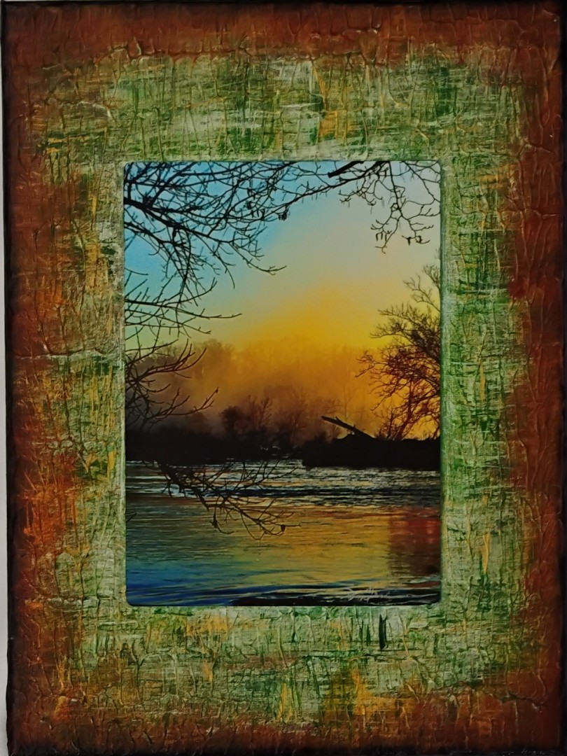 Golden Hour Miniature - Mixed Media, Mixed Media, Landscape, Expressionism, Canvas