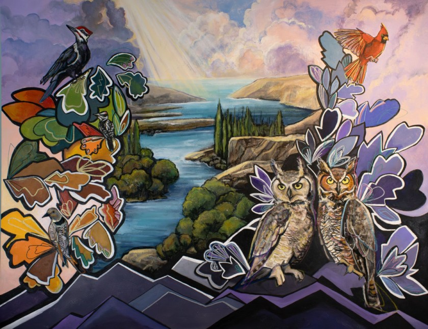  The Trials of Two Horns. Acrylic and Oil Pastel on Canvas. 2025 