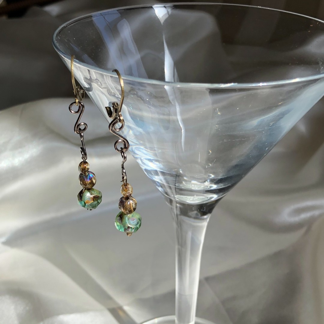 Czech Glass Dangle Earrings - artwork by Ann Rodgers Brown:  