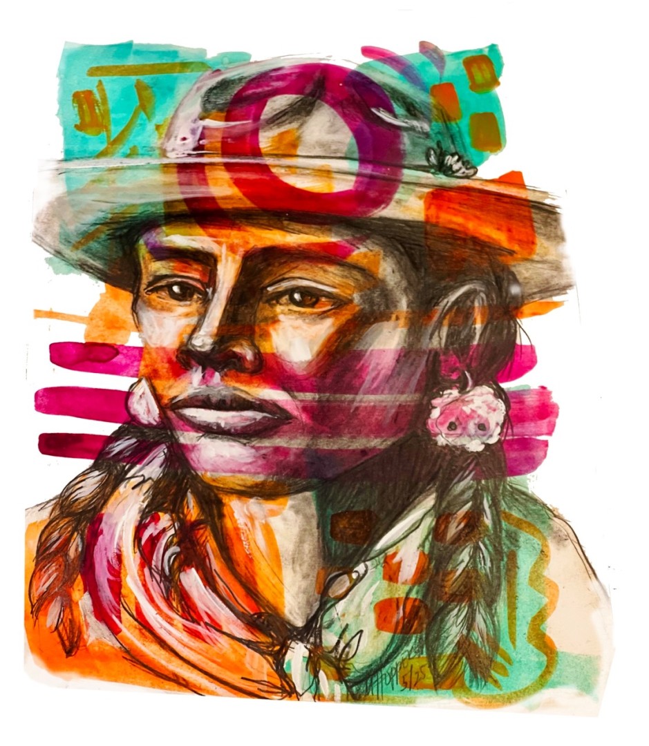 Whispers of the Past - artwork by Michelle Hopper:  Portraits, Other, Mixed Media, Paper