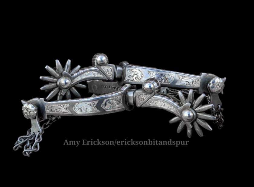 California Style spurs With engraved silver inlay