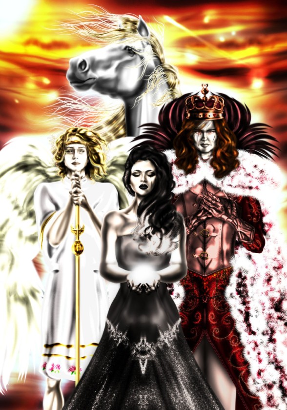 A Song, A Heart, An Angel, and A White Horse - Fantasy Illustration 