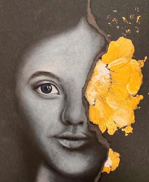 Torn in Two - artwork by Maddyson Ellithorpe:  Portraits, Realism, Charcoal, Paper