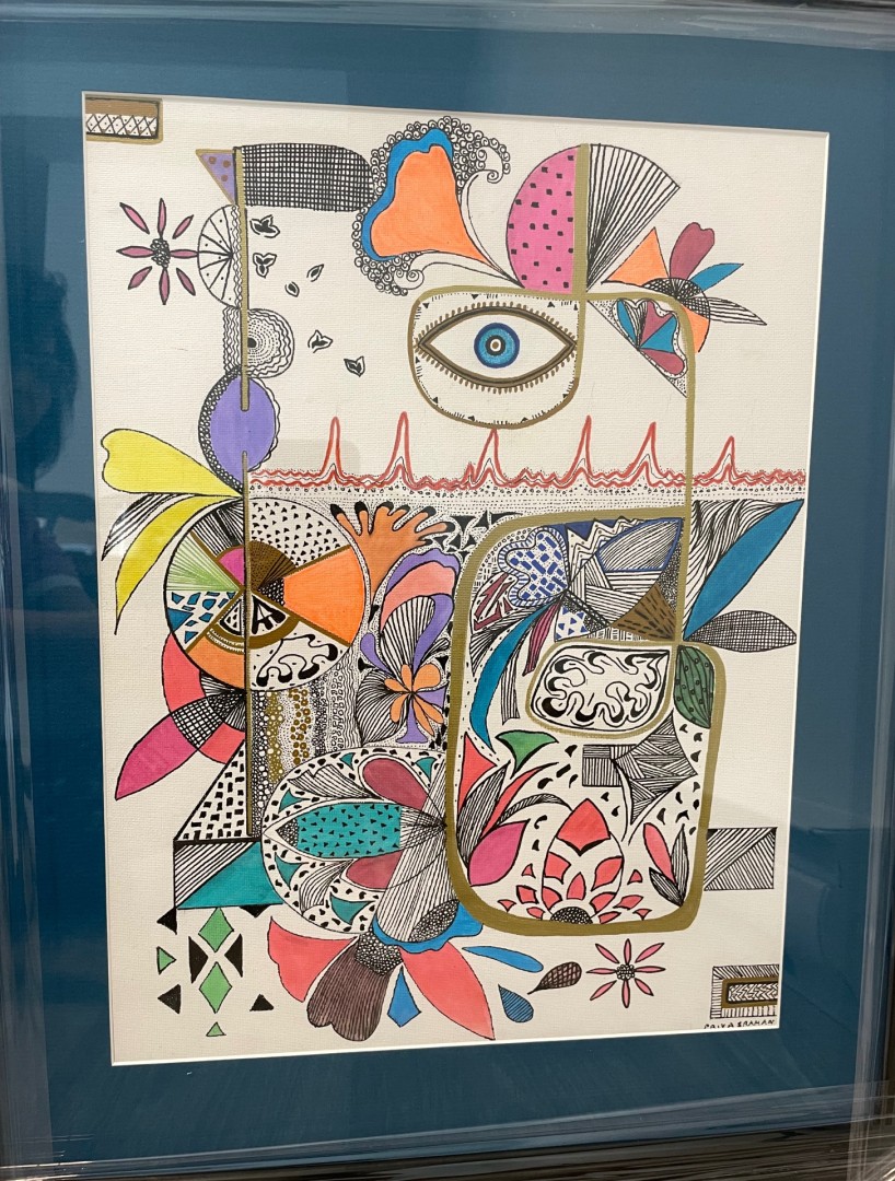 Contemporary Evil Eye - artwork by Priya Seetharaman:  Abstract, Expressionism, Pen & Ink, Canvas