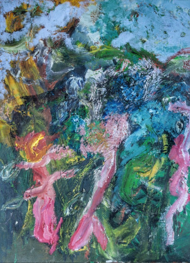 Three figures, one forest