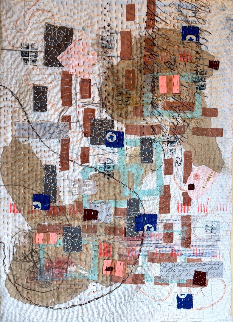 The Body Keeps Its Own Maps - artwork by Kelly Feltault: monoprinting, mixed media textile Abstract, Abstract, Textile, Other