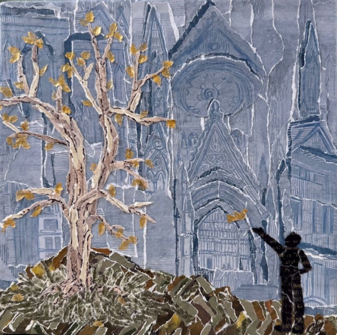 In the Midst of Winter - Mixed Media, Mixed Media, Landscape, Primitive, Canvas (stretched)