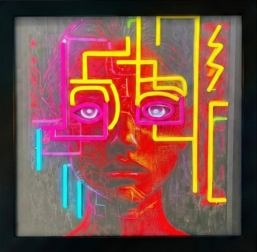 Voltage Persona — LED/Canvas Hybrid Artwork