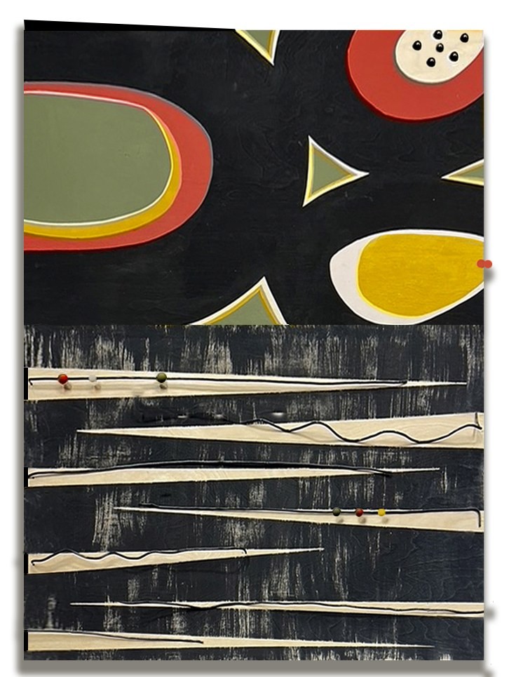 Termina Black (Font Series) - artwork by Helene Paulette Cote: #modern, #dimensional painting, #acrylic painting on wood, #abstract Abstract, Modern, Mixed Media, Wood Panel