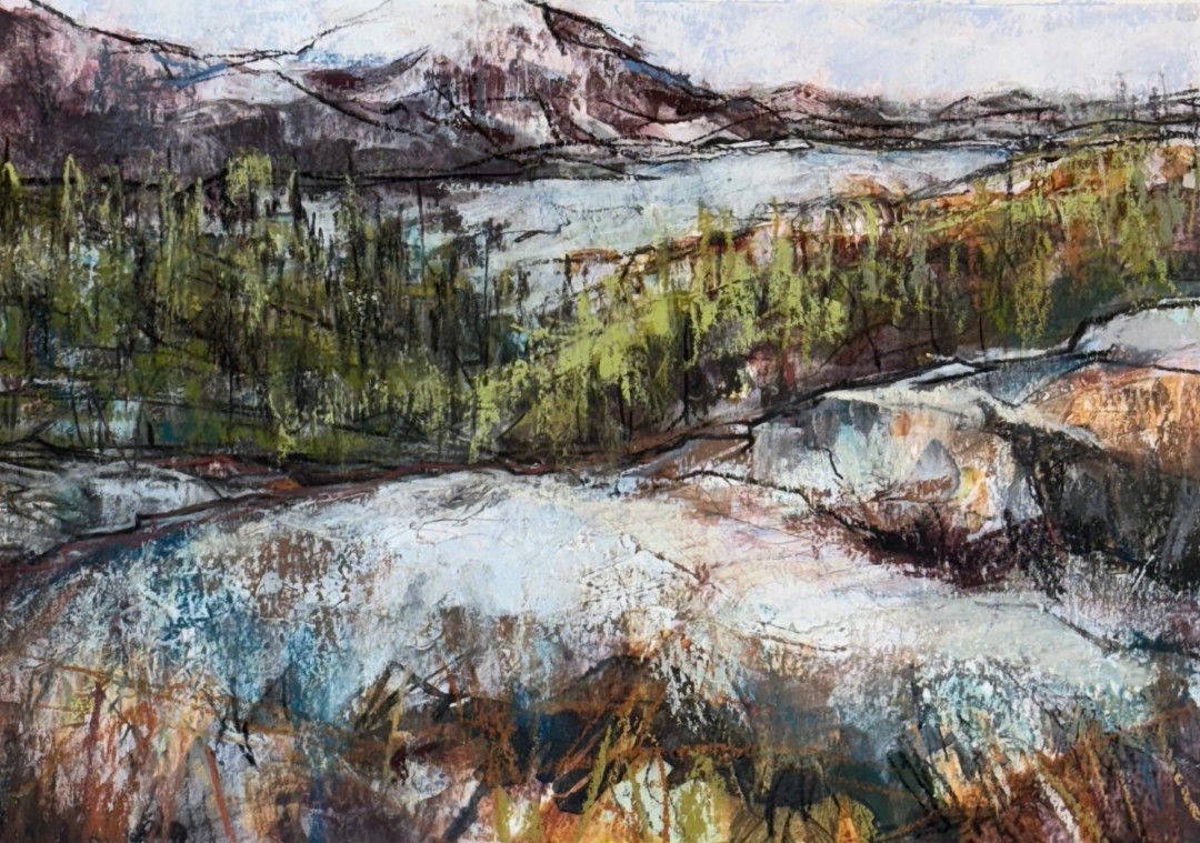 Vista - Painting, Pastels, Landscape, Impressionism, Paper