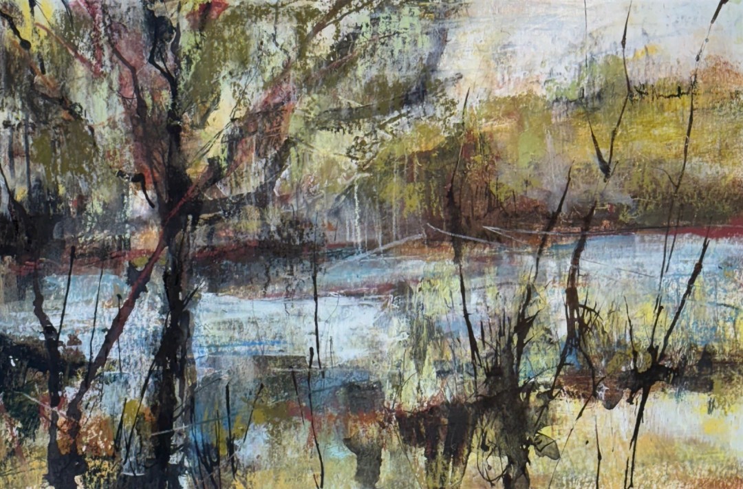 Veil of Verde - Painting, Pastels, Landscape, Impressionism, Paper