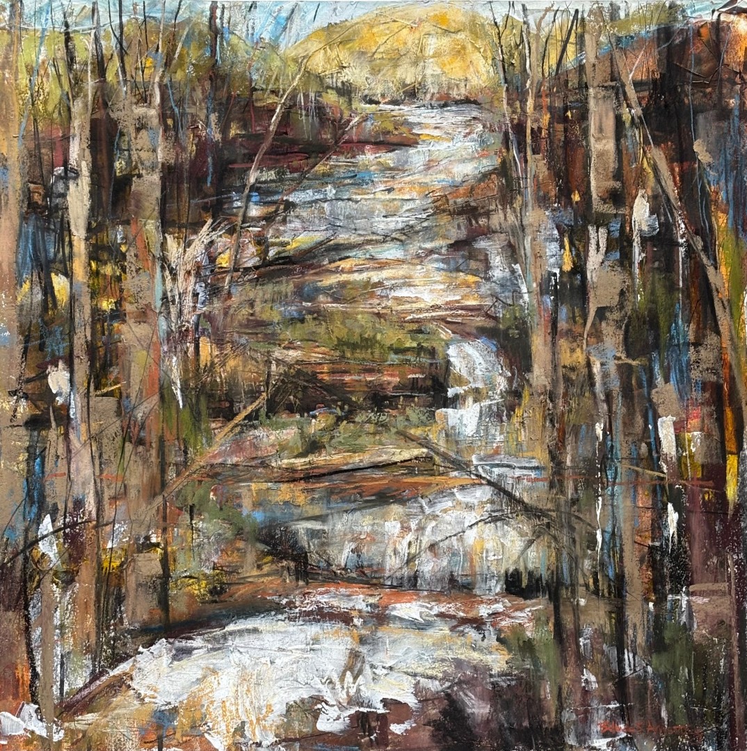 River Flow - Painting, Pastels, Landscape, Abstract, Paper