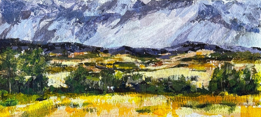 Front Range - Painting, Acrylic, Landscape, Impressionism, Paper