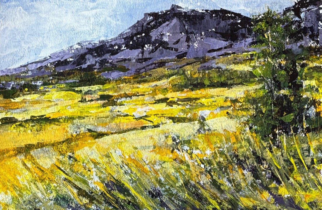 Mosquito Range July - Painting, Acrylic, Landscape, Impressionism, Paper