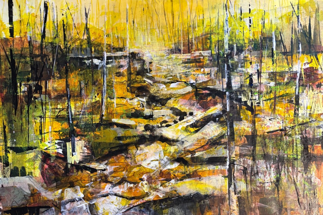 Arroyo - Painting, Mixed Media, Landscape, Impressionism, Paper