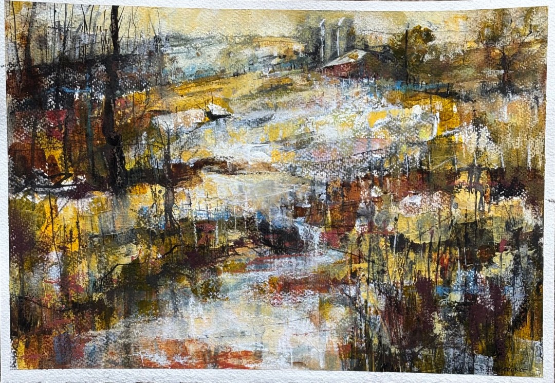 Longing for Spring - Painting, Mixed Media, Landscape, Impressionism, Paper