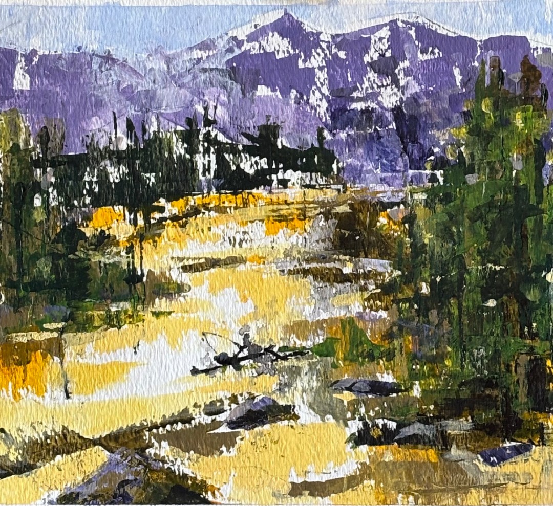 High Country - Painting, Acrylic, Landscape, Impressionism, Paper